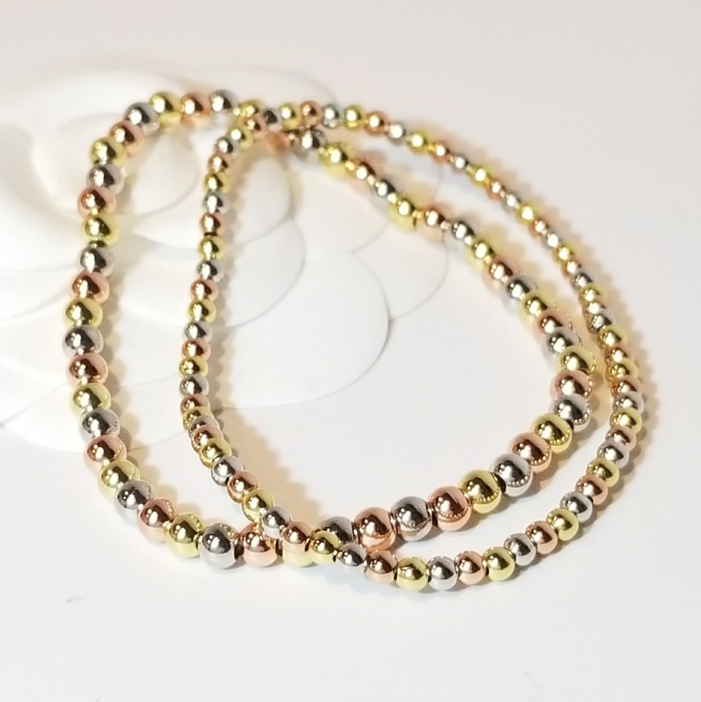 Tri-Colors 14K plated Stainless Bracelet NEW